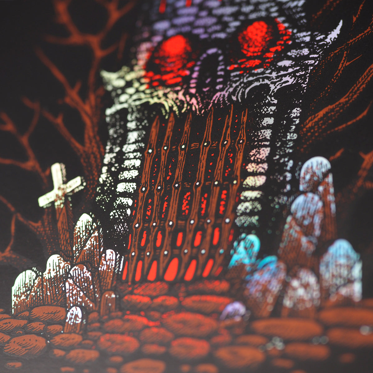 Vinegar Syndrome Castle Gate - LP Size Rainbow Holographic Foil Screen Print