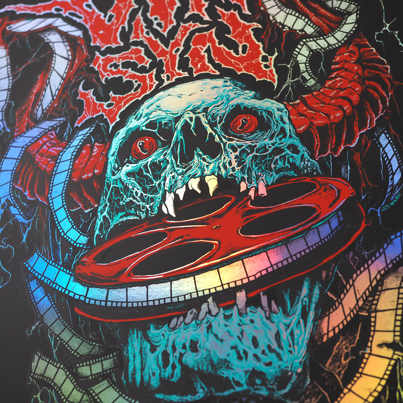 VinSyn Reel Skull - Rainbow Holographic Screen Print
