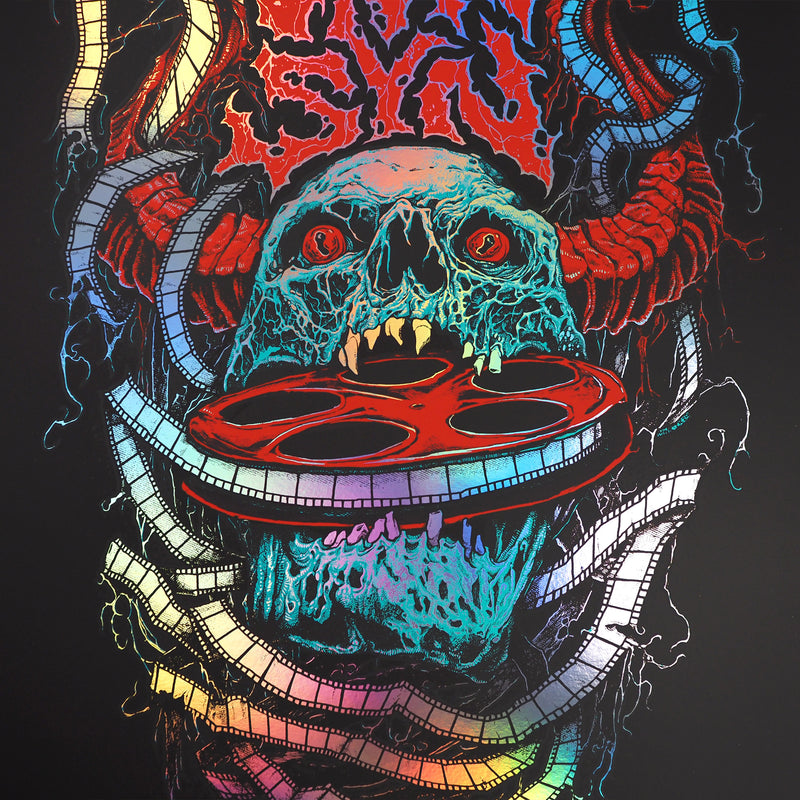 VinSyn Reel Skull - Rainbow Holographic Screen Print