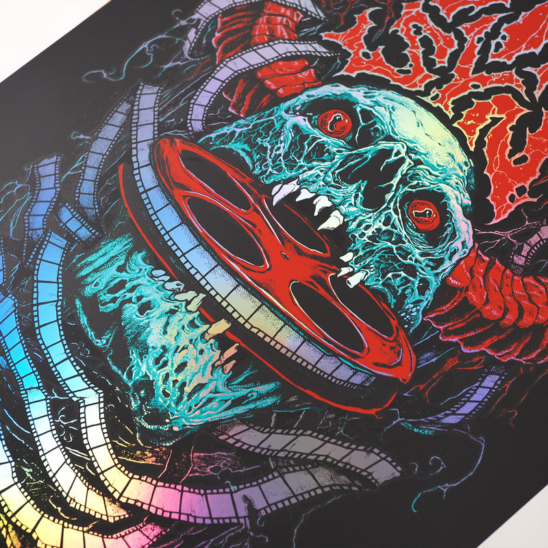 VinSyn Reel Skull - Rainbow Holographic Screen Print