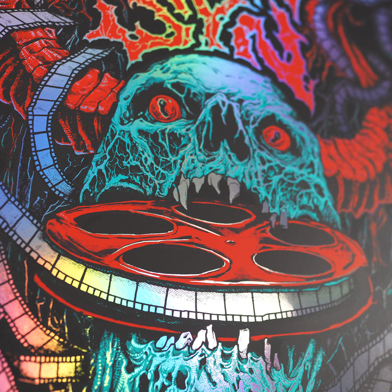 VinSyn Reel Skull - Rainbow Holographic Screen Print