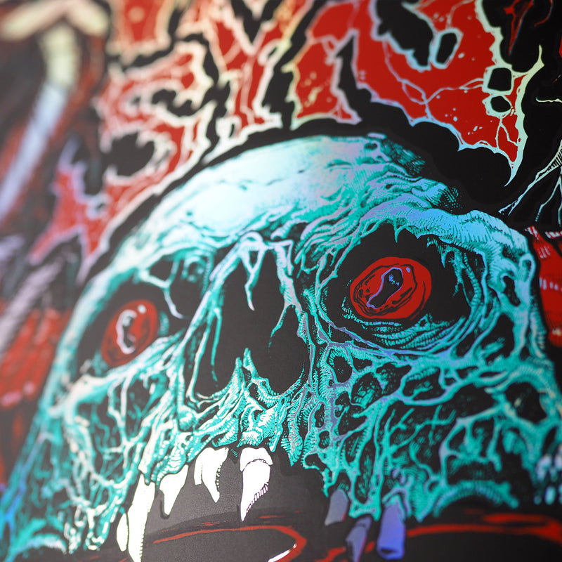 VinSyn Reel Skull - Rainbow Holographic Screen Print
