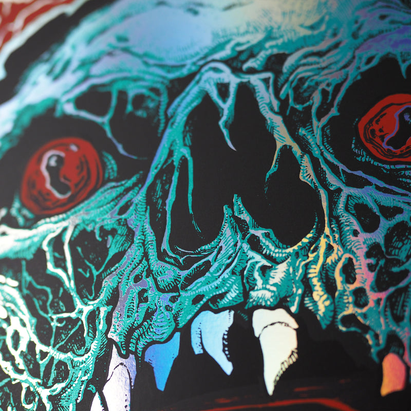 VinSyn Reel Skull - Rainbow Holographic Screen Print